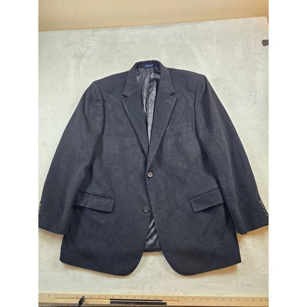 Club Room Silk Cashmere Blazer Mens 46R Black Two Button Wool Soft! Sport Coat